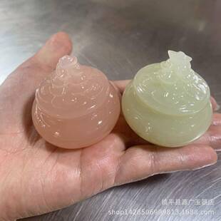 直播货源天然阿富汗玉聚宝盆手把件家居摆件书房镇纸摆件