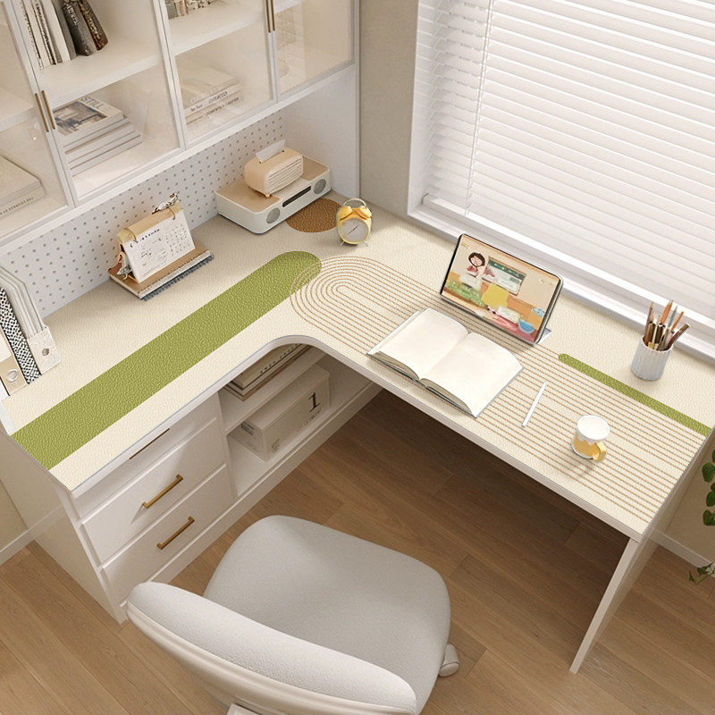 弧形桌垫轻奢高级感办公室转角工位书桌保护垫l型防水防油污桌布