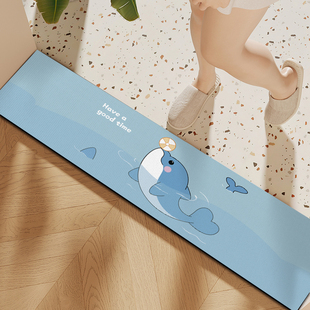 卡通浴室卫生间进门门口硅藻泥吸水门槛地垫防滑窄长条脚垫可裁剪