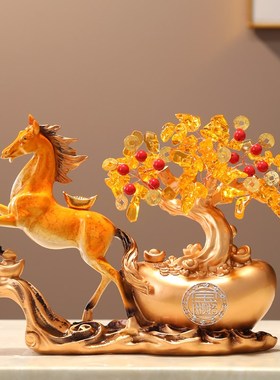 马上有钱发财树摆件m家居客厅玄关电视柜办公室装饰品乔迁新居礼