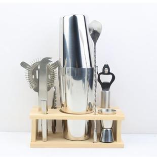 不锈钢调酒器套装12件套鸡尾酒吧奶茶店新手手摇雪克壶杯商用雪克