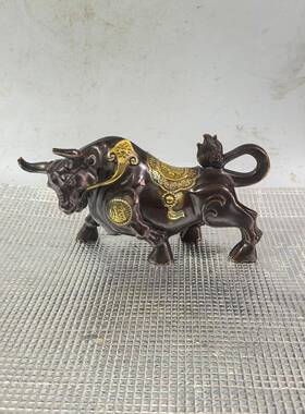 古玩铜牛铜器摆件收藏福牛工艺办公室工艺品公司家居