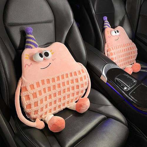 汽车头枕车内靠枕创意小怪兽车载座椅记忆棉腰靠小车用护颈枕女生