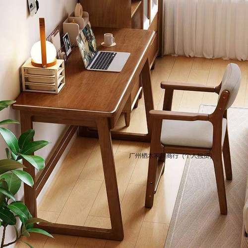 IwO全实木家用书桌简易电脑桌小户型办公桌学习桌卧室长条桌