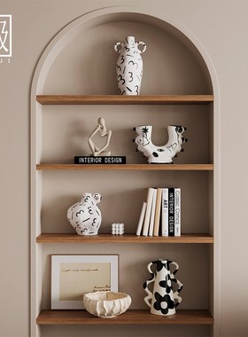 2024新款侘寂风原木复s古民宿墙壁开放格软装饰氛围感酒柜高级摆