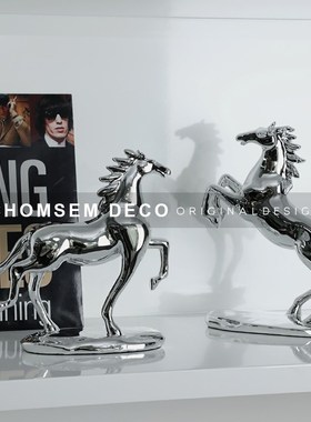 新中式客厅书房博古架马到成功马摆件样板K间新居乔迁礼物软装饰