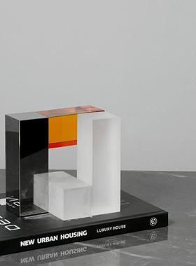 简约现代水晶创意轻奢软装饰品几B何E书房桌面摆件样板房间家居摆