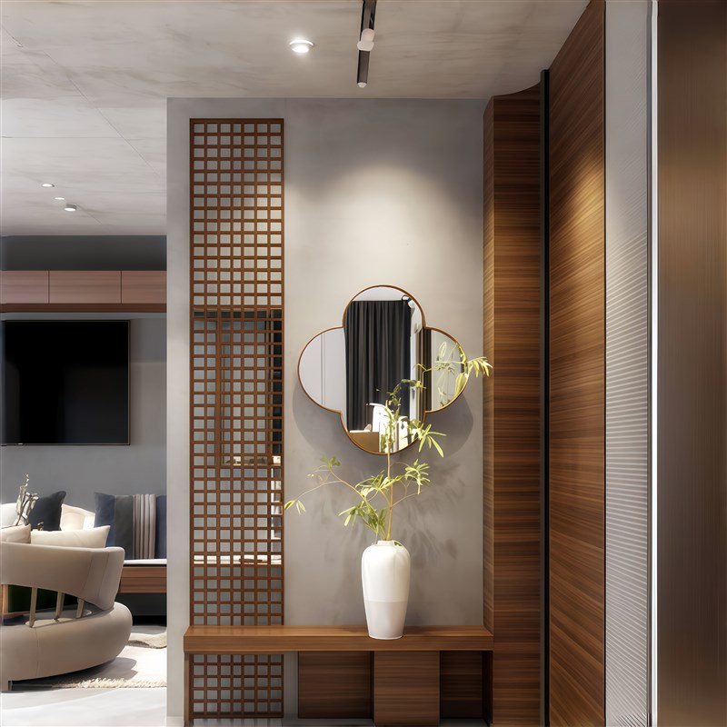 宋氏美学屏风格栅镂空禅意风入户玄关花L格隔断屏风实木定制定做