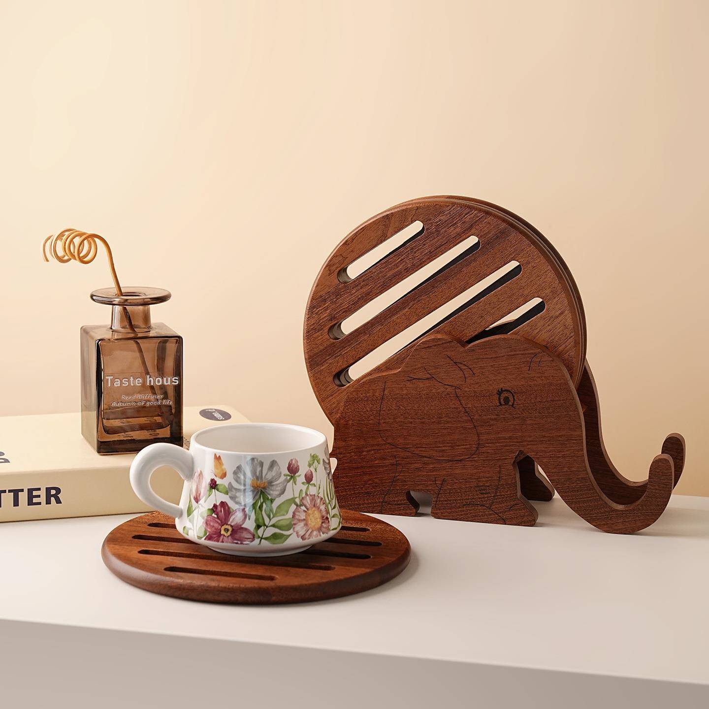 镂空木质加厚防烫隔热垫餐厅厨房餐桌防滑碗碟杯垫装饰品摆件