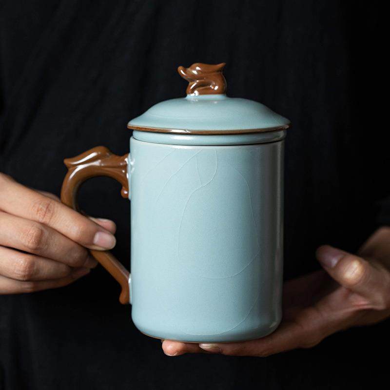 汝窑茶杯周年送长辈公司茶水分离陶瓷办公室马克杯个人专用龙杯,乐器/吉他/钢琴/配件,其它乐器配件,淘宝优惠券,粉丝福利购,淘宝优惠卷