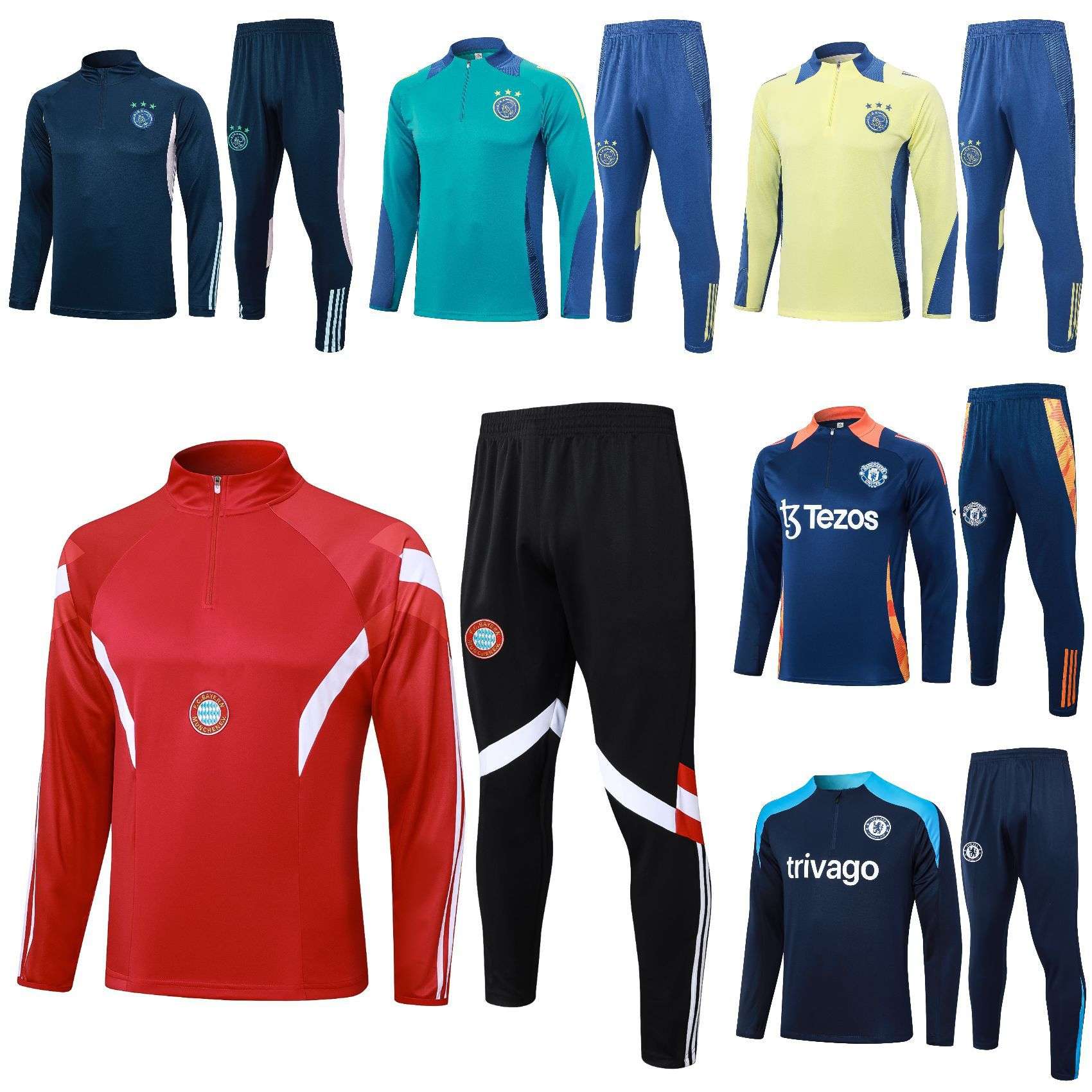 2425俱乐部成人儿童半拉套装足球训练服曼L 切尔西 拜R 阿贾克斯