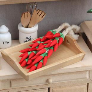 1：12迷你娃娃屋家具摆件微缩食玩仿真辣椒串红辣椒模型5串一袋