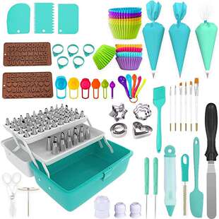 亚马逊342件套裱花嘴套装 手提折叠收纳盒蛋糕装饰工具烘焙套装