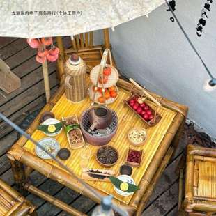 竹桌椅组合竹椅子老式竹桌子户外方桌茶桌休闲竹制品家具围炉煮茶