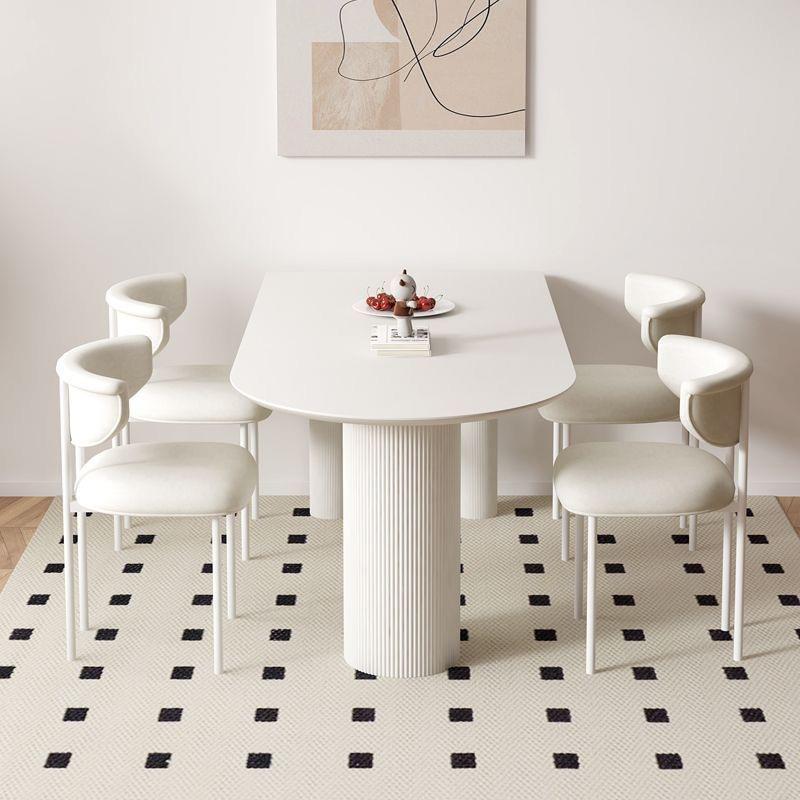 奶油风纯白色岩板餐桌餐椅组合现代简约小户型家用半岛餐桌家庭桌