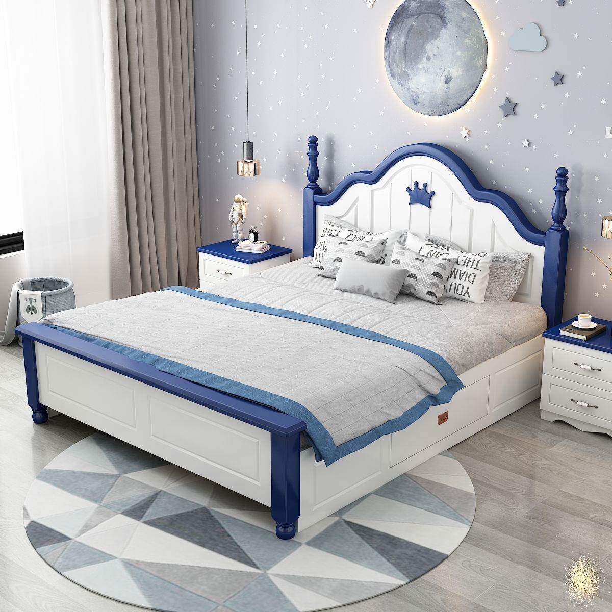 新款实木床女孩公主床1.5米儿童床男孩单人床1.2米青少年学生床