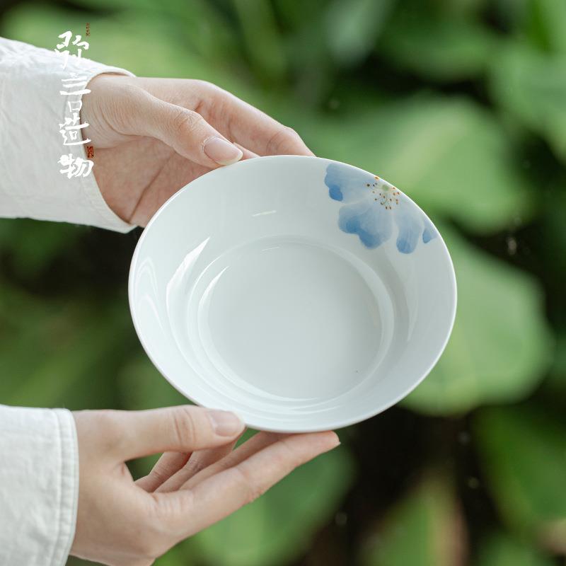 弥言手绘壶承干泡台手工陶瓷高档茶具配件简约小型茶台托盘茶壶垫