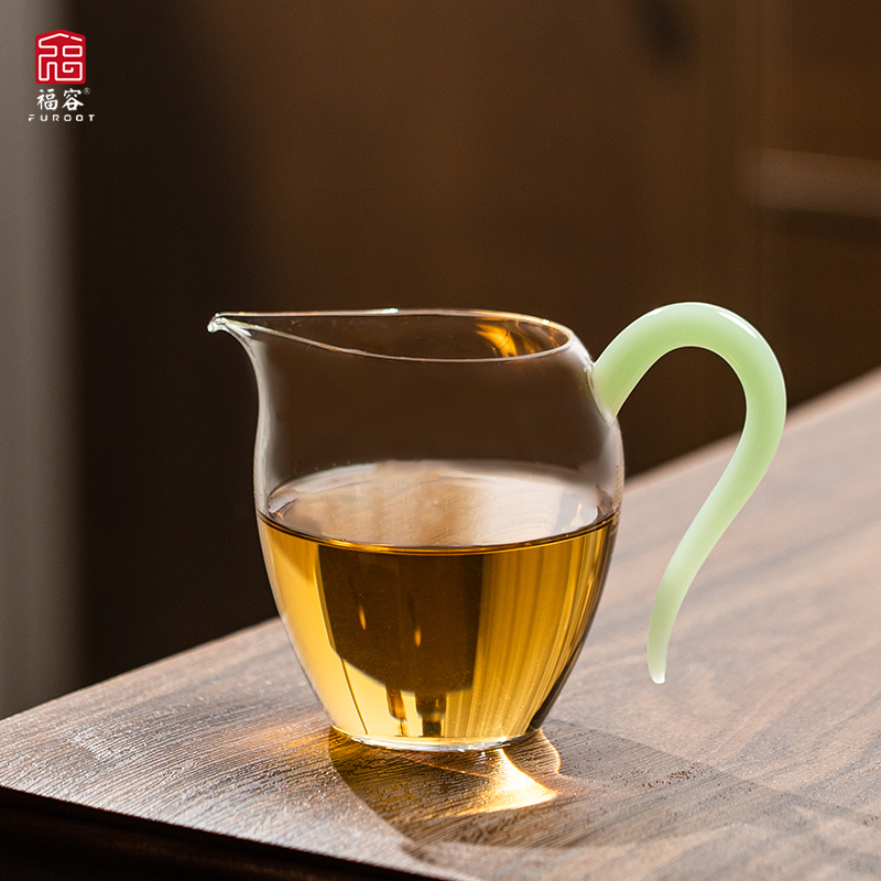 福容公道杯玻璃高档茶海高硼硅耐热分茶器泡茶带手柄高品质公杯