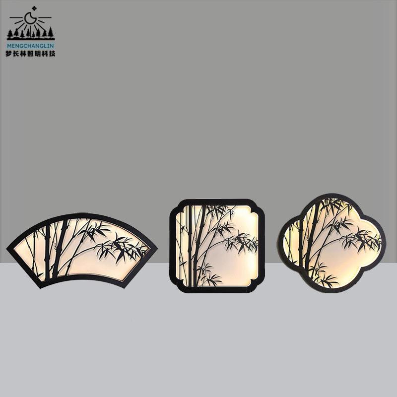 中古墙面灯别墅大门花园中式庭院壁灯背景围墙凉亭氛围灯竹报平安