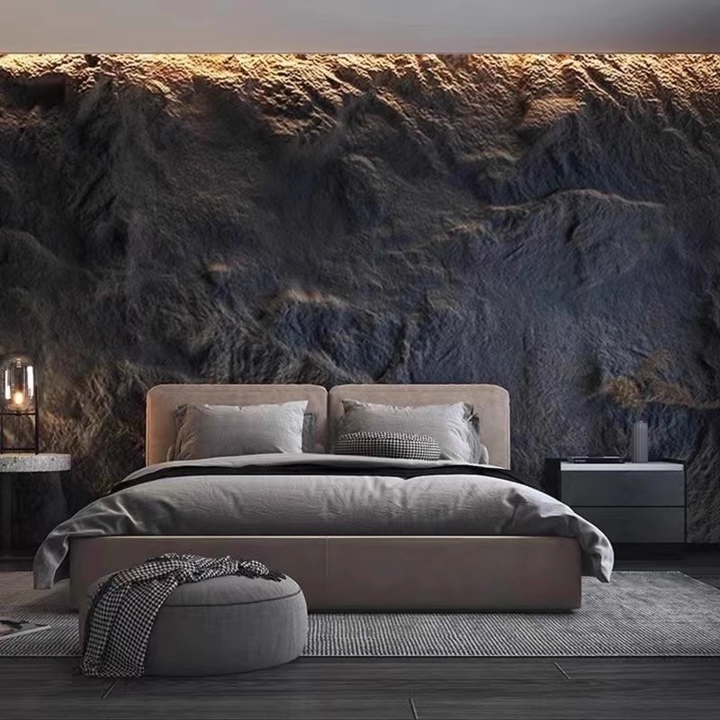 定制pu连纹石皮蘑菇石文化石大板无缝岩壁pu仿石材砖饰面板背景墙