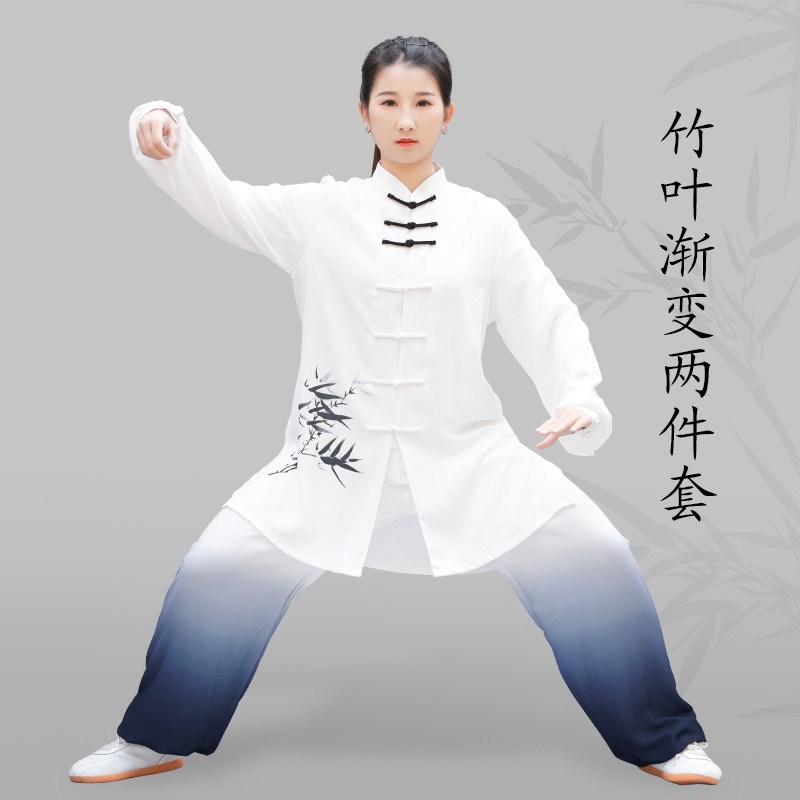 争风华高端太极服女竹叶新款2025渐变色太极拳练功服男夏季表演服