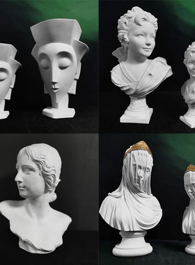 欧式人物砂岩雕塑摆件样板房间酒店卧室J客厅少女丘比特头像装饰