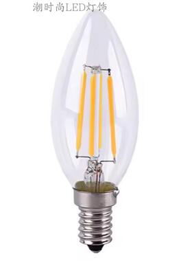 LED灯丝灯蜡烛灯C35尖泡拉尾E14E12口220V110V调光复古灯泡2W4W6W