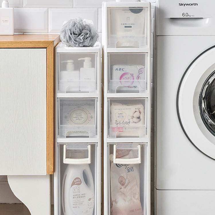 夹缝收纳柜免安装厨房缝隙柜抽屉式储物柜浴室卫生间窄缝柜置物架