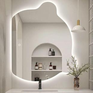 智能异形led灯化梳妆镜挂厕所浴镜洗室手台妆发壁光VRD半圆镜子