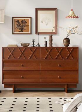 中古五斗柜实厅卧VVA室收纳柜美式木斗复柜抽屉柜古客边柜木色玄