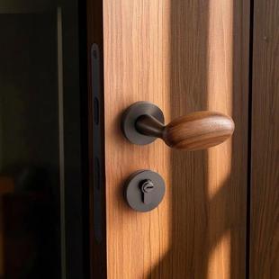 VKM嘉堡中古吸风卧室门把森手房间室内房锁胡桃门木复古磁静音木