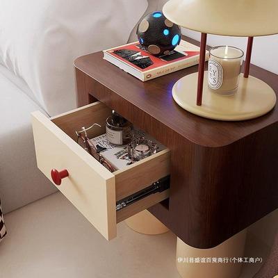 奶油风床15059头柜家子用卧室储代物柜现简约意小型网红创中古床