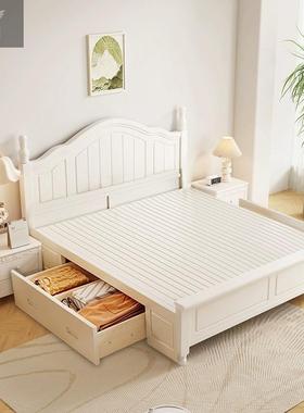 家室8977用双人床卧主卧床实木1床美式1.8现代简约次卧.5公主白色