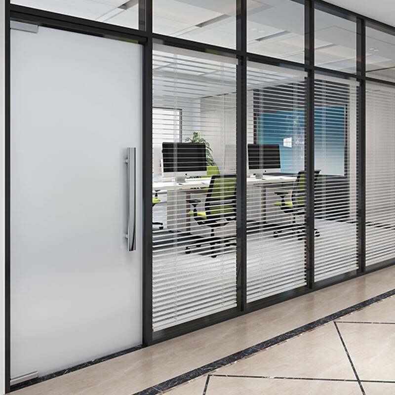 办公室钢化玻璃高隔断铝合金屏风隔间双玻电动百叶隔墙防火板隔断