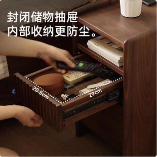 超窄实13694木床头柜用家小卧室超你迷黑桃木极窄床边胡柜子简约