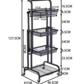 手推车置物架落地多层可移动收纳架旋转小推车厨房平行折叠置物架