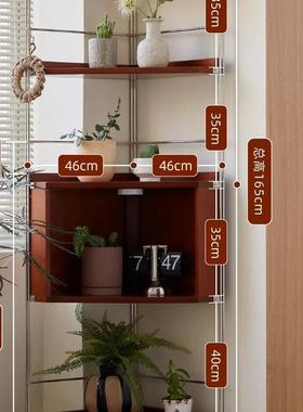 中古实木转角物置不架锈钢三角展示柜客厅多功能77550墙角卧收室