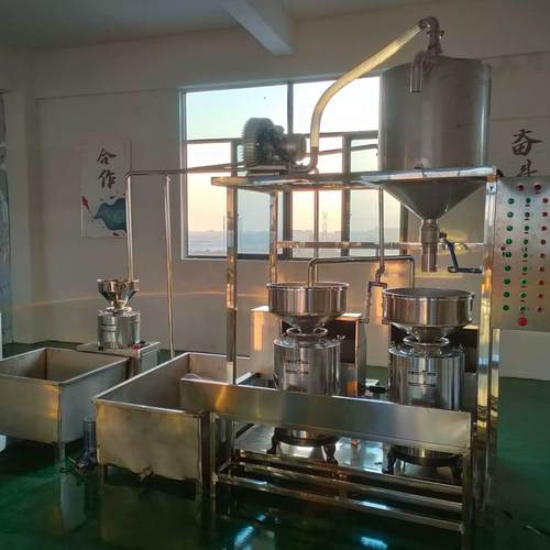 大型商用黄豆磨浆设备豆制品加工设备自动化三连磨浆机全自动
