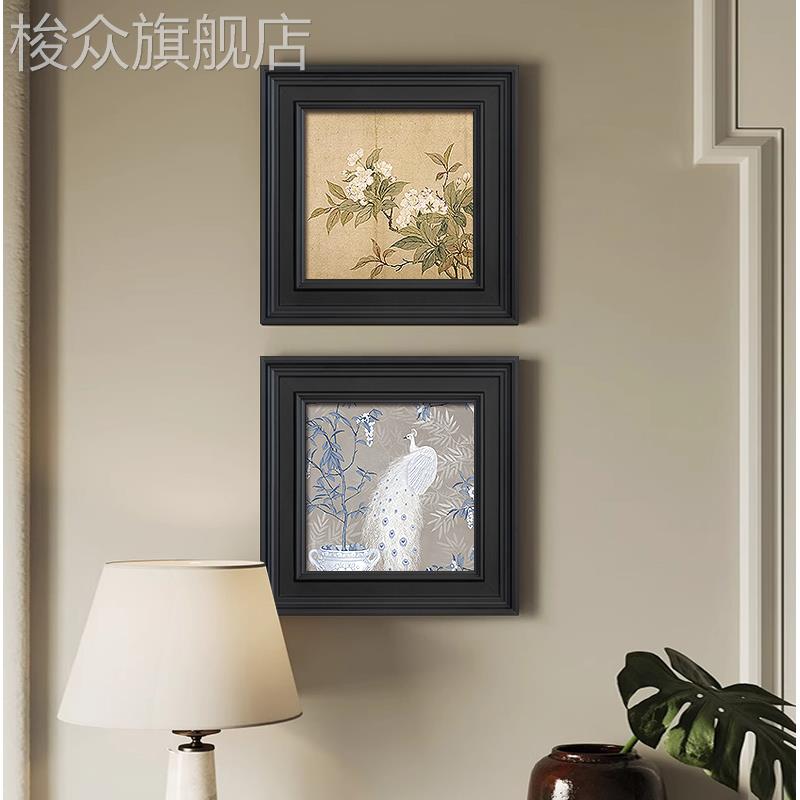 宋代美学中古风挂画孔雀玄关转角装饰画法式覆古卧室床头壁画高级图片