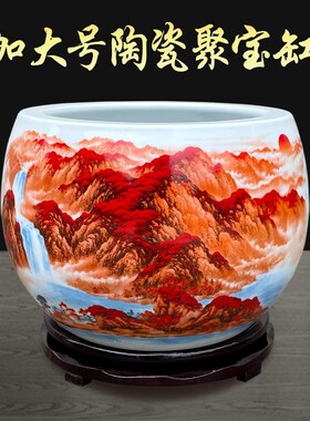 轻奢摆件 中式大号聚宝盆摆件玄关客厅博古架高端装饰品乔迁礼品