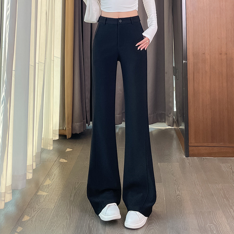 黑色西装喇叭裤女春秋季2026新款高腰显瘦垂感小个子微喇裤子