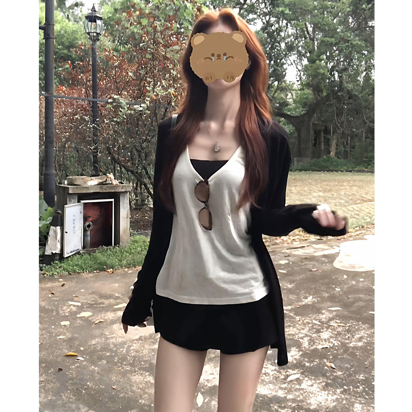 黑色针织开衫配吊带小外搭独特漂亮薄款外套防晒罩衫早春漂亮穿搭