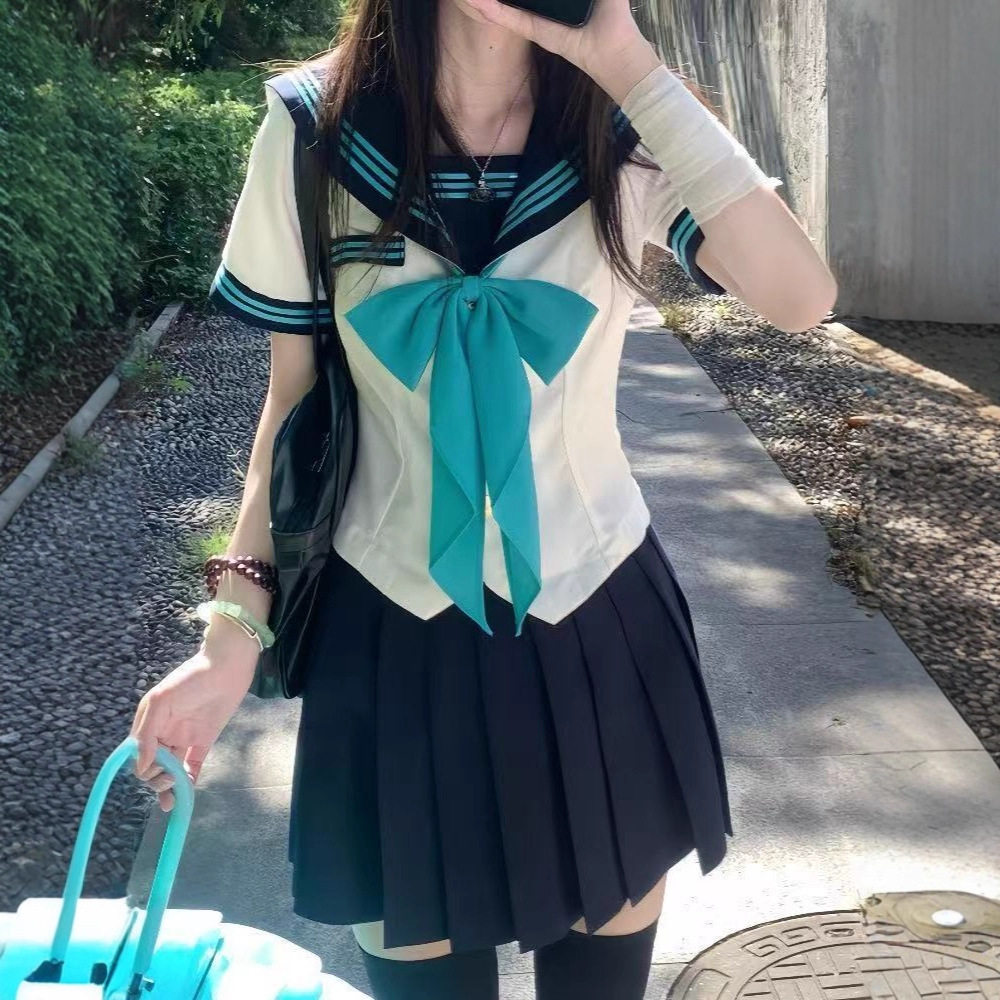 JK学院基础款可爱夏季水手服学生感甜美制服短裙百褶裙日系套装女