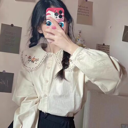 娃娃领衬衫长袖女春秋季