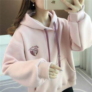 春秋超火加厚加绒女士连帽卫衣女款2025新款爆款小个子秋冬季上衣