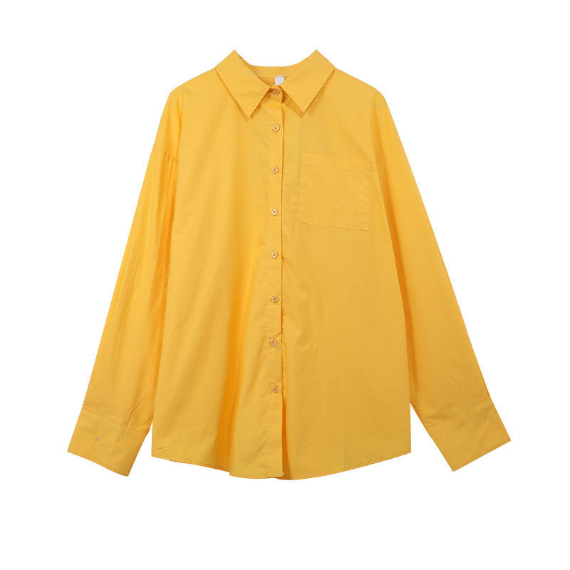 白色超好看上衣女款2026新款早春季纯棉长袖翻领衬衣独特衬衫外套