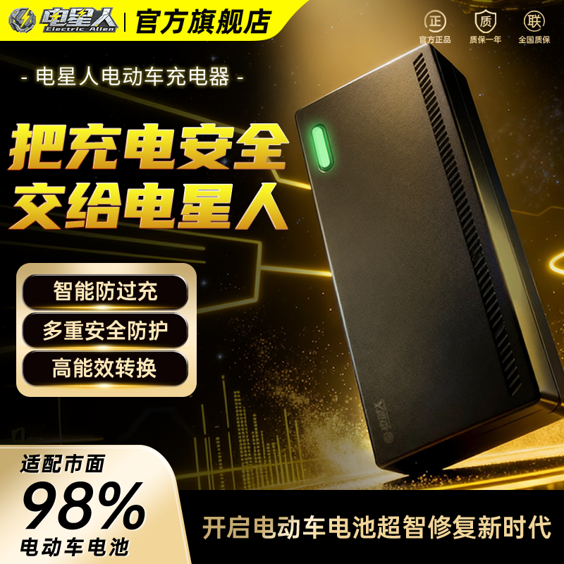 铅酸电池充电器通用电动车48v60v72v新国标品字头自动断电智能款