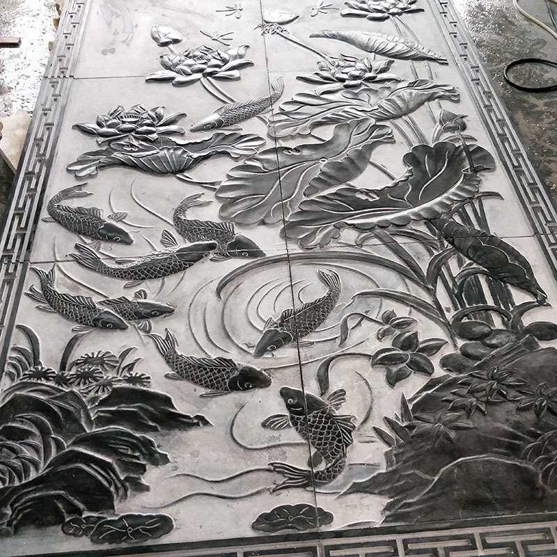 厂家浮雕壁画仿古石雕青石地砖庭院刻字地砖四合院大理石迎门墙