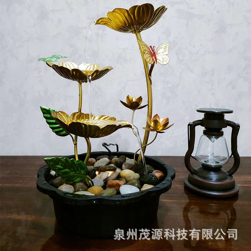 厂家直销北欧轻奢家居饰品铁艺流水摆件加湿器桌面摆件办公室