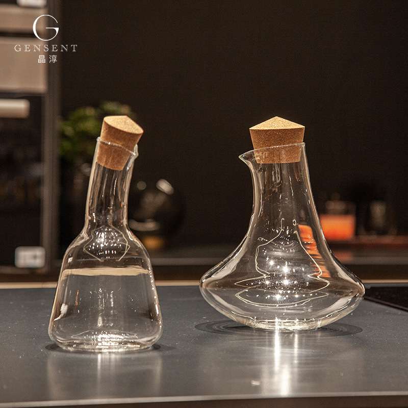 晶淳 现代极简风带瓶塞冷水壶 醒酒器玻璃酒壶家用 客厅餐桌摆件